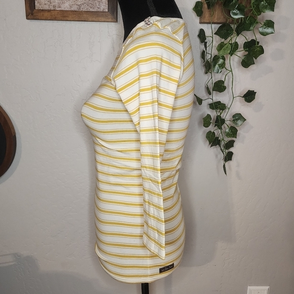 Matilda Jane Mustard Stripe Button Accent Top Size XS - Picture 7 of 13